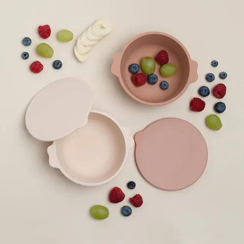 Miniatura 2 de ana baby Paquete de 2 cuencos de silicona con tapas, para bebés y niños pequeños, sin BPA, aptos para lavavajillas, microondas y congelador
