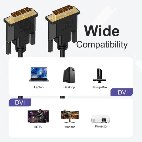 Miniatura 2 de Cable DVI a DVI de 6 pies DVI-D a DVI-D (24+1), cable de doble enlace para computadora portátil, escritorio, DVD, juegos, Monitr, HDTV, proyector
