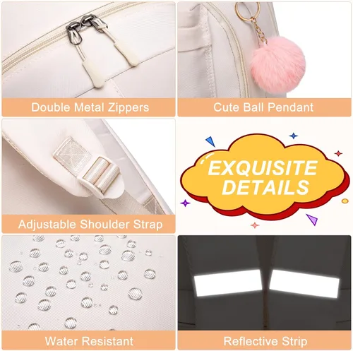 Miniatura 4 de Linda mochila escolar para adolescentes y mujeres estudiantes – Mochila grande para laptop de 15.6 pulgadas – Mochila de viaje para escuela