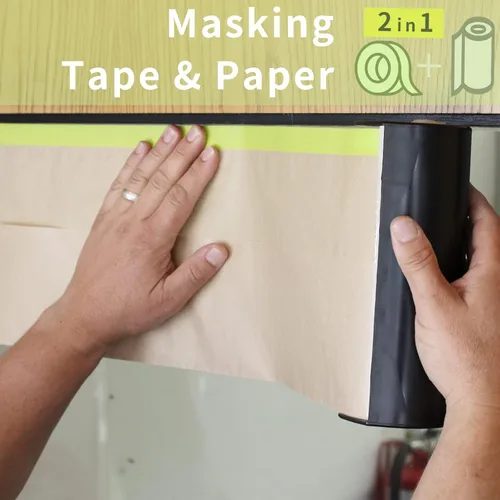 Miniatura 3 de Tangibay Papel de enmascarar precintado para pintar, papel de pintor de 24 pulgadas x 50 pies con cinta para pintura de casa y automóvil, protección