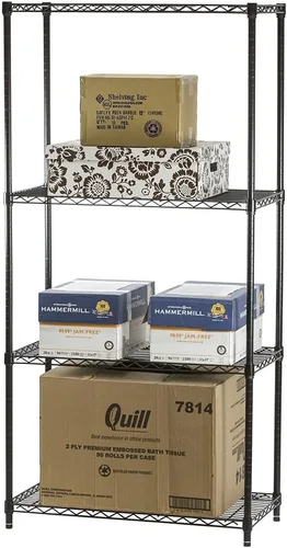 Miniatura 3 de Shelving Inc. Estantería de alambre negro de 8 pulgadas de profundidad x 8 pulgadas de ancho x 54 pulgadas de alto con estantes de 4 niveles