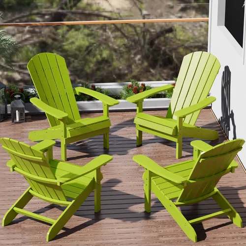 Miniatura 58 de YEFU Silla Adirondack de plástico resistente a la intemperie, sillas de patio con instalación fácil en 5 pasos, se ve exactamente como madera real