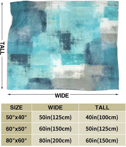Miniatura 6 de Manta gris turquesa, arte abstracto, ultra suave, acogedora, manta de franela ligera y moderna para sofá, ropa de cama, decoración del hogar