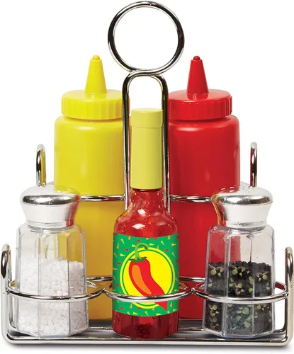 Miniatura 4 de Juego de condimentos de Melissa & Doug (6 piezas) alimento de juego, carrito de acero inoxidable