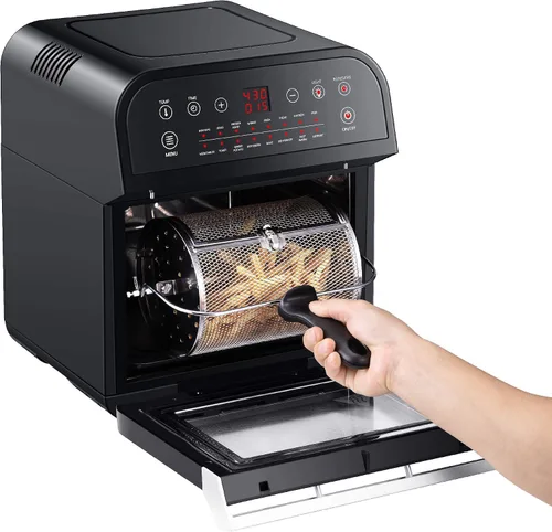Miniatura 3 de GoWISE USA GW44800-O Freidora de aire eléctrica de lujo de 12.7 cuartos de galón, 15 en 1, con asador y deshidratador + 50 recetas QT, negro/plata