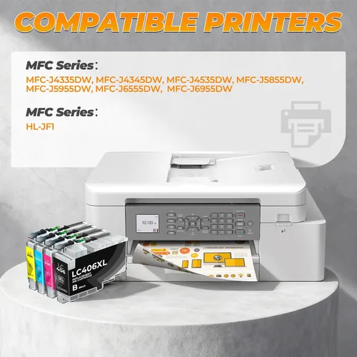 Miniatura 2 de LC406XL - Paquete de 4 cartuchos de tinta (21000 páginas) compatibles con MFC-J4335DW para Brother LC406XL LC406 para MFC-J4335DW, MFC-J4345DW