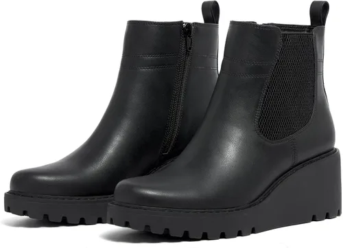 Miniatura 7 de vodvob Botas de tobillo para mujer, botines de tacón de cuña elásticos con plataforma Chelsea sin cordones y suela de lengüeta