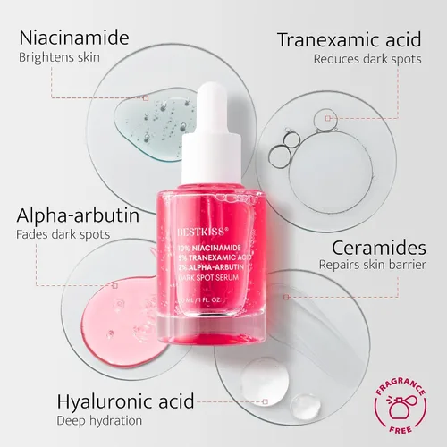 Miniatura 4 de 10% niacinamida + 5% ácido tranexámico + 2% alfa-arbutina suero de manchas oscuras con ceramidas ácido hialurónico centella asiática – vidrio