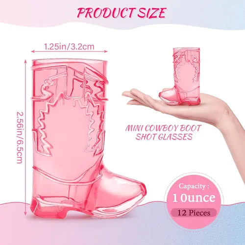 Miniatura 2 de Vasos de chupito de botas de Cowboy de plástico SAIAOKJ, 24 piezas de 1 oz, suministros para fiestas con temática de botas de Cowboy, reutilizables