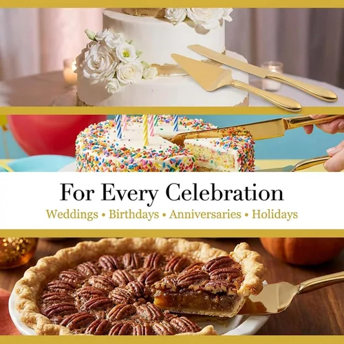Miniatura 5 de Juego de corte de pastel para pastel de boda, cuchillo y servidor, cortador de pasteles y espátula de pastel, juego de servir tartas, hoja dentada