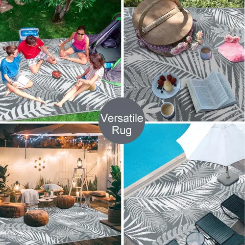 Miniatura 8 de Alfombra de Exterior de 5x7 Pies Alfombra de Paja de Plástico para Exteriores Alfombra Impermeable para Patios Limpieza Alfombra