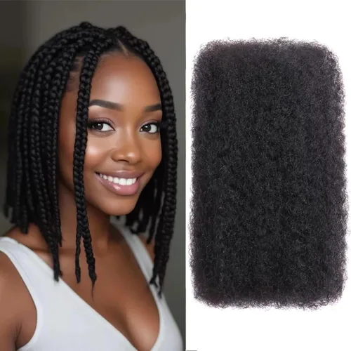 Miniatura 11 de Afro Kinkys - Extensiones de cabello humano trenzado a granel para torsión, 1 paquete de 1.76 oz (50 g), extensiones de rastas de reparación