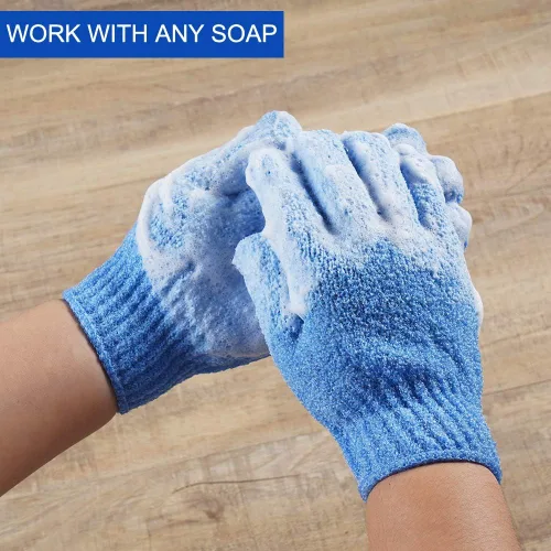 Miniatura 2 de 10 pares de guantes exfoliantes, hechos de 100% nailon, 10 colores guantes exfoliantes de doble cara para belleza, spa, masaje, piel, ducha