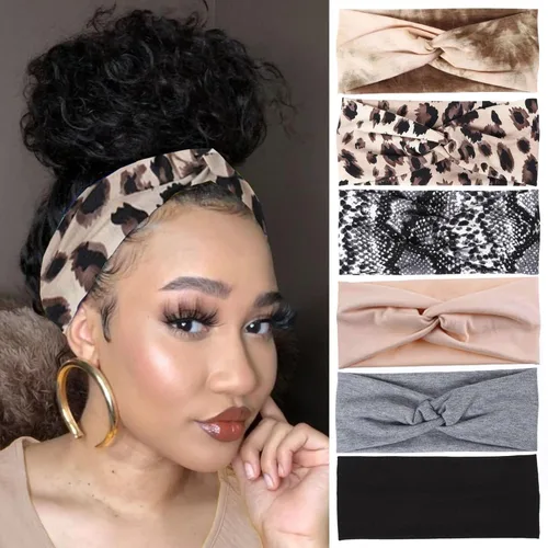 XTREND 6 piezas de diademas para mujer, bandas elásticas cruzadas torcidas, diademas para yoga, entrenamiento, antideslizantes, suaves, de color