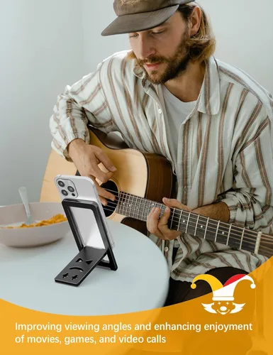 Miniatura 6 de Aoviho Soporte de teléfono para escritorio, soporte de teléfono de aluminio plegable ultrafino, soporte portátil de viaje y oficina para teléfono