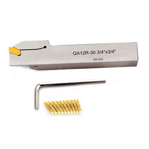 Miniatura 2 de OSCARBIDE 3/4" torno indexable ranurado titular de separación resistente niquelado QA12R-30 herramienta de corte a mano derecha con 10 piezas