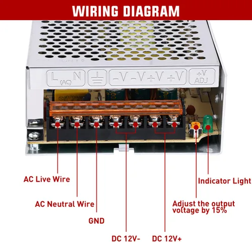 Miniatura 3 de Nilight AC 110V/220V a DC 12V Convertidor de Voltaje 10A 120W Fuente de Alimentación Conmutada Adaptador Transformador Salida de Bajo Voltaje Driver