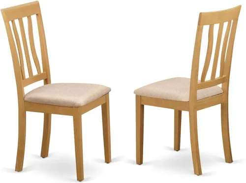Miniatura 12 de East West Furniture ANC-BLK-C - Sillas de comedor antiguas, sillas de madera tapizadas de tela de lino, juego de 2, color negro