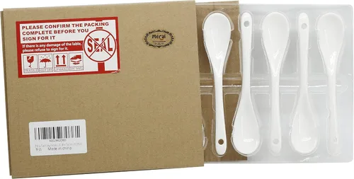 Miniatura 3 de Mecai - Cucharas de huevo de porcelana blanca, 5 pulgadas, juego de 6 Para el postre, para el café, para el té