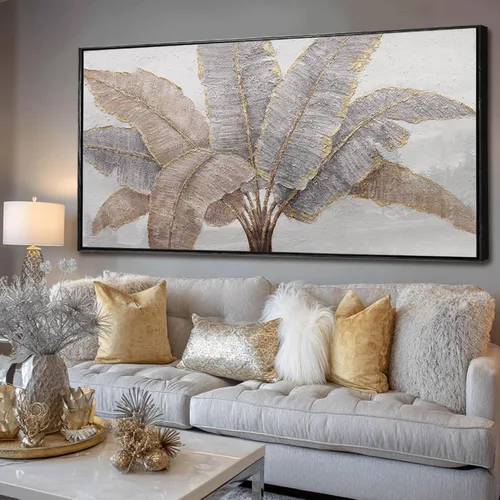 Miniatura 8 de CHUDANHAO Arte de pared abstracto pintado a mano, decoración de pared beige, arte colgante lineal 32"x40", obra de arte grande para decoraciones