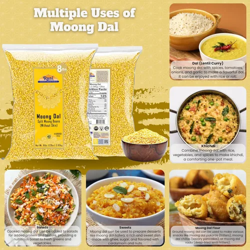 Miniatura 3 de Rani Moong Dal - Lentejas indias de 128 onzas (8 libras), 8.0 lbs a granel, totalmente naturales, aptas para gluten, sin OMG, veganas, origen indio