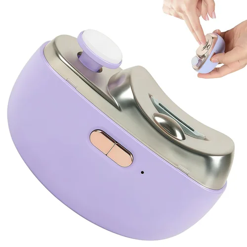 Cortaúñas eléctrico para adultos mayores con atrapasueños y luz LED, color morado