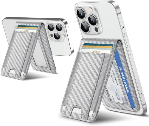 Miniatura 10 de ExtreLife para billetera Magsafe, soporte ajustable, ventana de identificación abierta, billetera magnética para iPhone 17/16/15/14 Pro Max/14 Rosa