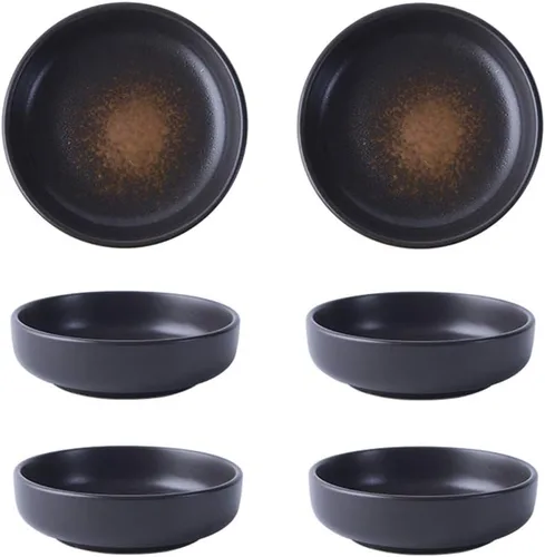 Miniatura 4 de Colias Wing - Juego de 6 tazones de porcelana de diseño elegante y estilo simple de un solo color, tazones para condimentos, tazones para salsa