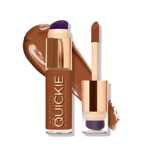 Miniatura 20 de Urban Decay Quickie Corrector impermeable de cobertura completa 24 horas, acabado mate natural, vitamina E hidratante, cepillo de pulido de doble