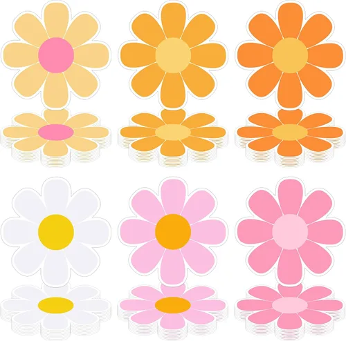 Watersay 48 manteles individuales desechables de flores a granel de papel margarita de 13 pulgadas, coloridos suministros de fiesta, decoración de