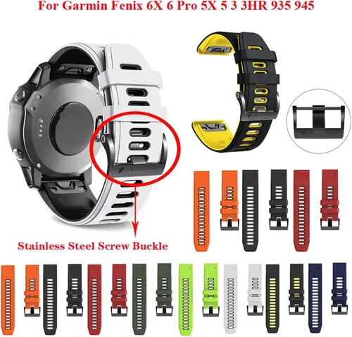 Miniatura 2 de COOVS Correa de silicona de liberación rápida de 1.024 in y 0.866 in para Garmin Fenix 7 7X 6X Pro 5X 3 3HR Easyfit para reloj Garmin Fenix 6 6 Pro