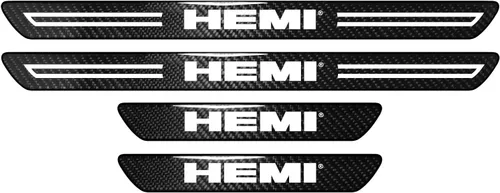 Miniatura 3 de iPick Image Para HEMI Logo Negro Real Fibra de Carbono Universal Protector de Paso Protector de Escalón Placas un Conjunto de 4