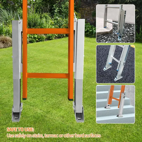 Miniatura 6 de Par de niveladores de escalera para escalera de extensión, nivelador de suelo de pierna de escalera de extensión ajustable, con poste de acero