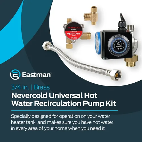 Miniatura 2 de Eastman Kit universal de bomba de recirculación de agua caliente Nevercold de 3/4 pulgadas, latón, 70600