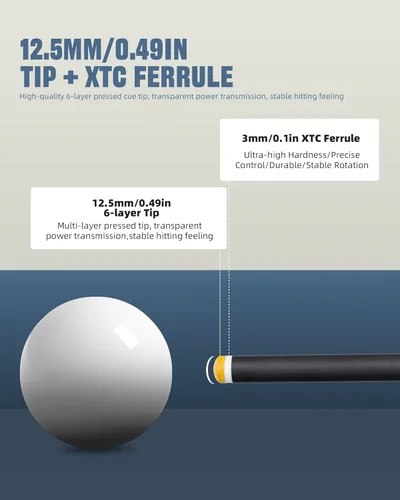 Miniatura 4 de KONLLEN 2.0 Carbon Fiber Pool Cue, Low Deflection Shaft with Pro Taper, Ebony Inlay Design, 12.5mm / 11.8mm Tip, Adjustable Weight System 001