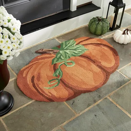 Alfombra de calabaza de otoño, 31 x 22 pulgadas, antideslizante, lavable, tapete de bienvenida, bonito tapete de Halloween, Acción de Gracias, para