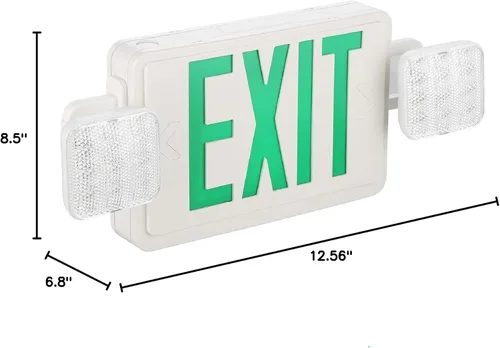 Miniatura 8 de 1 paquete de luces LED verdes con dos cabezales ajustables, iluminación de salida combinada con baterías de respaldo/listado UL, montaje en pared