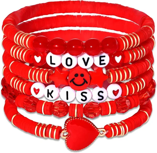 Miniatura 225 de Surfer Heishi - Pulseras apilables para mujer, apilables, de vinilo arcoíris, disco de arcilla, pulseras elásticas para la amistad, joyería bohemia