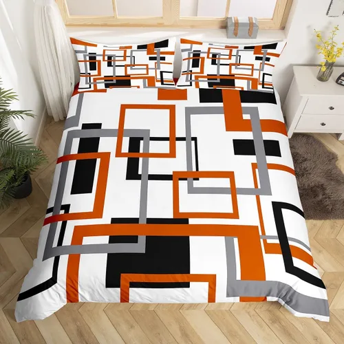 Miniatura 10 de Erosebridal Funda de edredón a rayas color negro y beige, funda de edredón bohemia moderna geométrica abstracta para mujeres, hombres y adultos