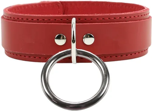 Avery - Collar en V con junta tórica de piel de cordero Latigo hecho a mano (L, rojo)