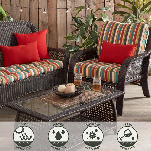 Miniatura 6 de Greendale Home Fashions Juego de cojines de asiento profundo para exterior de 2 piezas, Adobe Ártico
