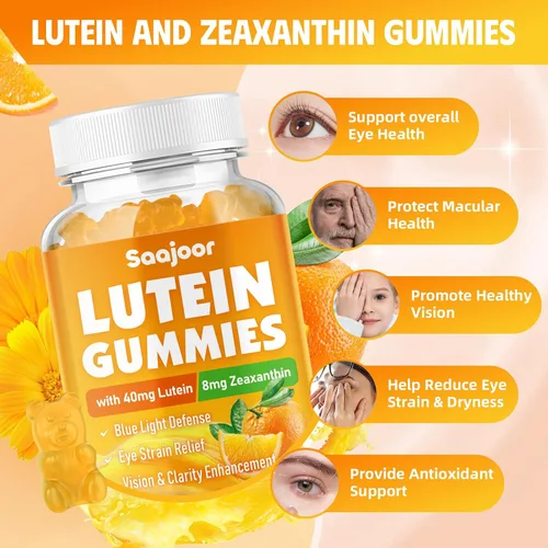 Miniatura 3 de Gomitas de luteína y zeaxantina, suplemento vitamínico para ojos con 40 mg de luteína y 8 mg de zeaxantina para apoyar la salud macular, la visión