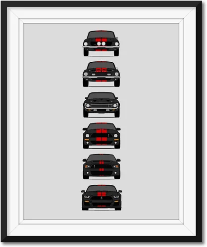 Miniatura 10 de Custom Car Posters Póster hecho a mano compatible con Shelby Mustang GT500 Generations e impresión de Ford Shelby GT500, color gris Eleanor con 8.