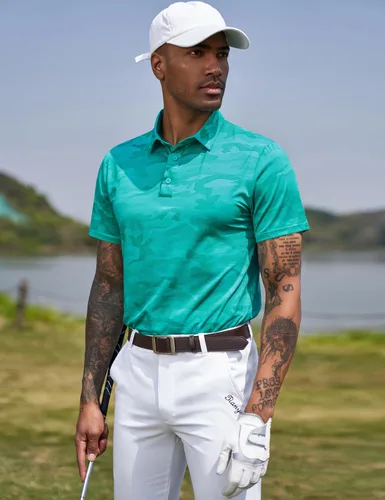 Miniatura 90 de TAPULCO Camisetas tipo polo de secado rápido para hombre, diseño de camuflaje, atléticas, ligeras, transpirables, casuales, para golf