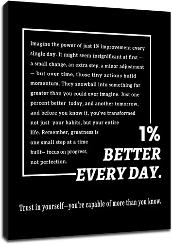 Miniatura 47 de Motivational Wall Art 1% Better Every Day Quote Framed Canvas Poster Inspirational Wall Decor for Office Gym Study Room Small Size Growth Mindset