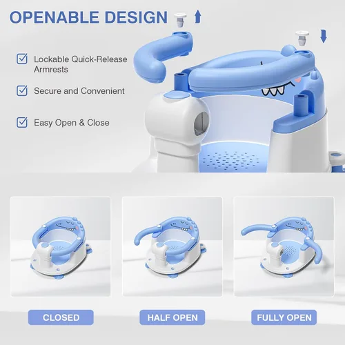 Miniatura 5 de Asiento de baño para bebés de 5 meses en adelante, asiento de baño antideslizante para sentarse, cojín suave y diseño compacto, asiento de bañera