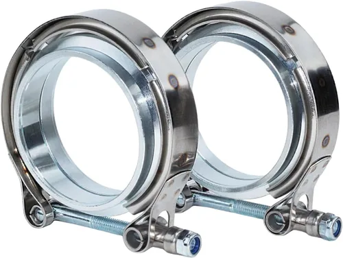 Abrazadera de banda en V de 2,0 pulgadas con brida macho hembra de acero inoxidable 2 piezas abrazadera de escape tubo de escape brida kit de