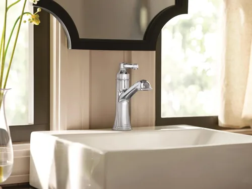 Miniatura 4 de Moen Dartmoor 6803 - Grifo cromado para lavabo de baño con una sola manija