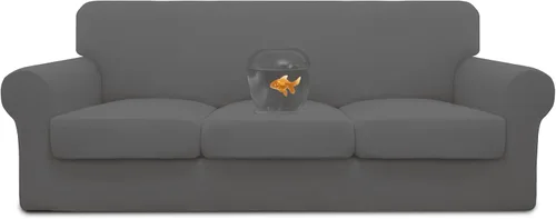 Miniatura 51 de Easy-Going Funda de sofá 100% impermeable doble de 3 piezas, elástica, suave, para perros, para sofá de 2 cojines separados, protector de muebles a