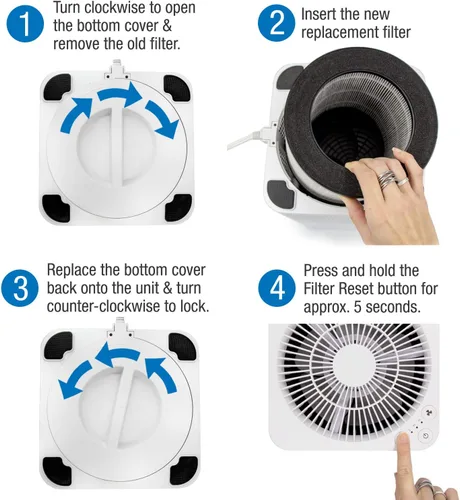 Miniatura 6 de Habitat Sistema de filtro de aire de filtración HEPA verdadero 150A(e), sensor de calidad del aire en tiempo real, cubre hasta 150 pies, elimina